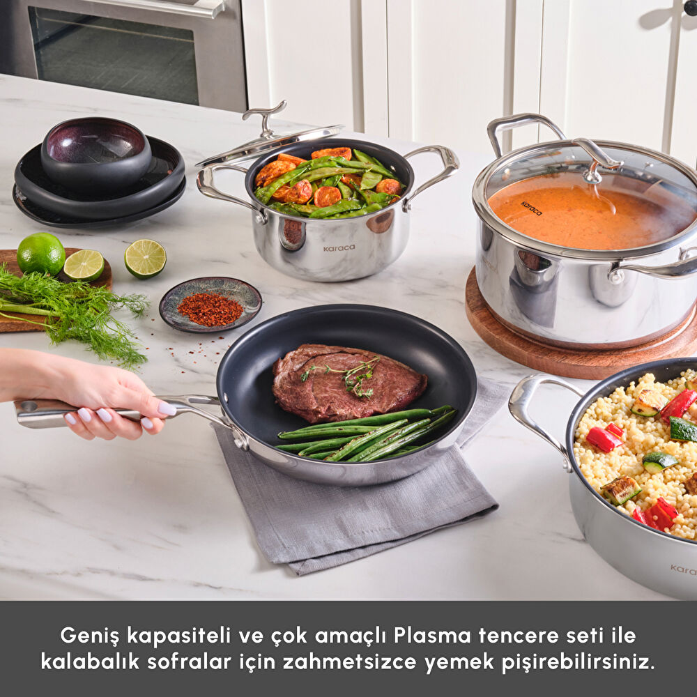 Karaca Plasma Steel 316+ 3Ply 7 Parça Tencere ve Tava Seti thumbnail 9