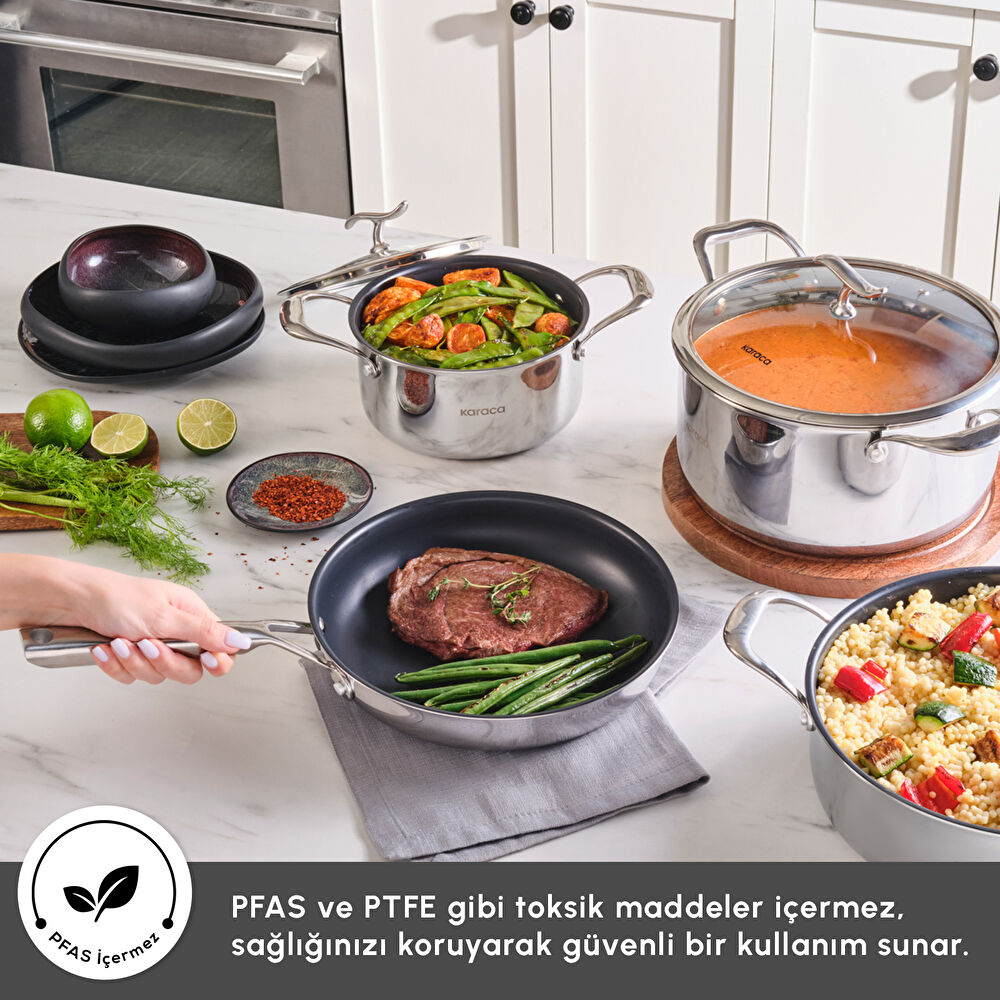 Karaca Plasma Steel 316+ 3Ply 7 Parça Tencere ve Tava Seti thumbnail 10