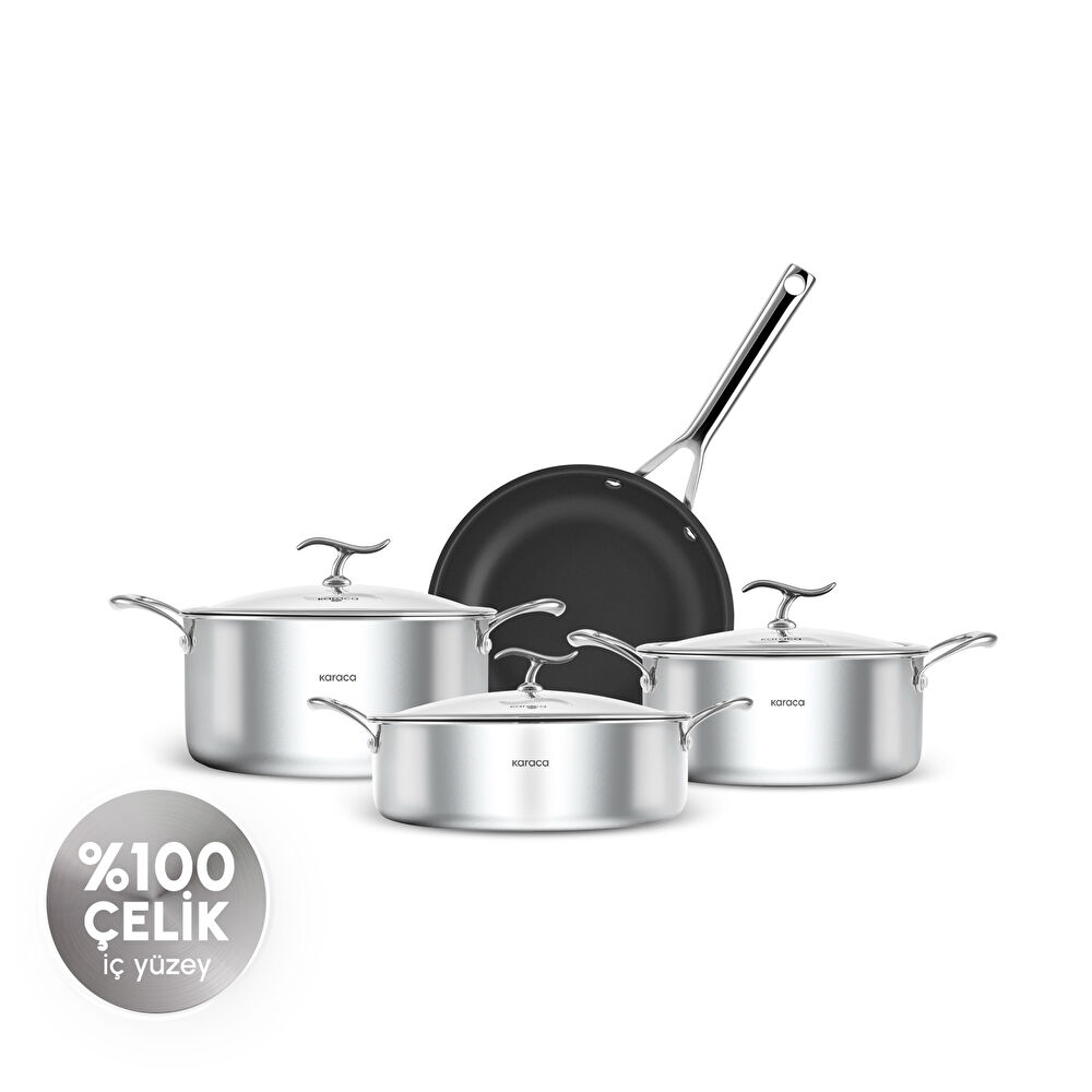 Karaca Plasma Steel 316+ 3Ply 7 Parça Tencere ve Tava Seti