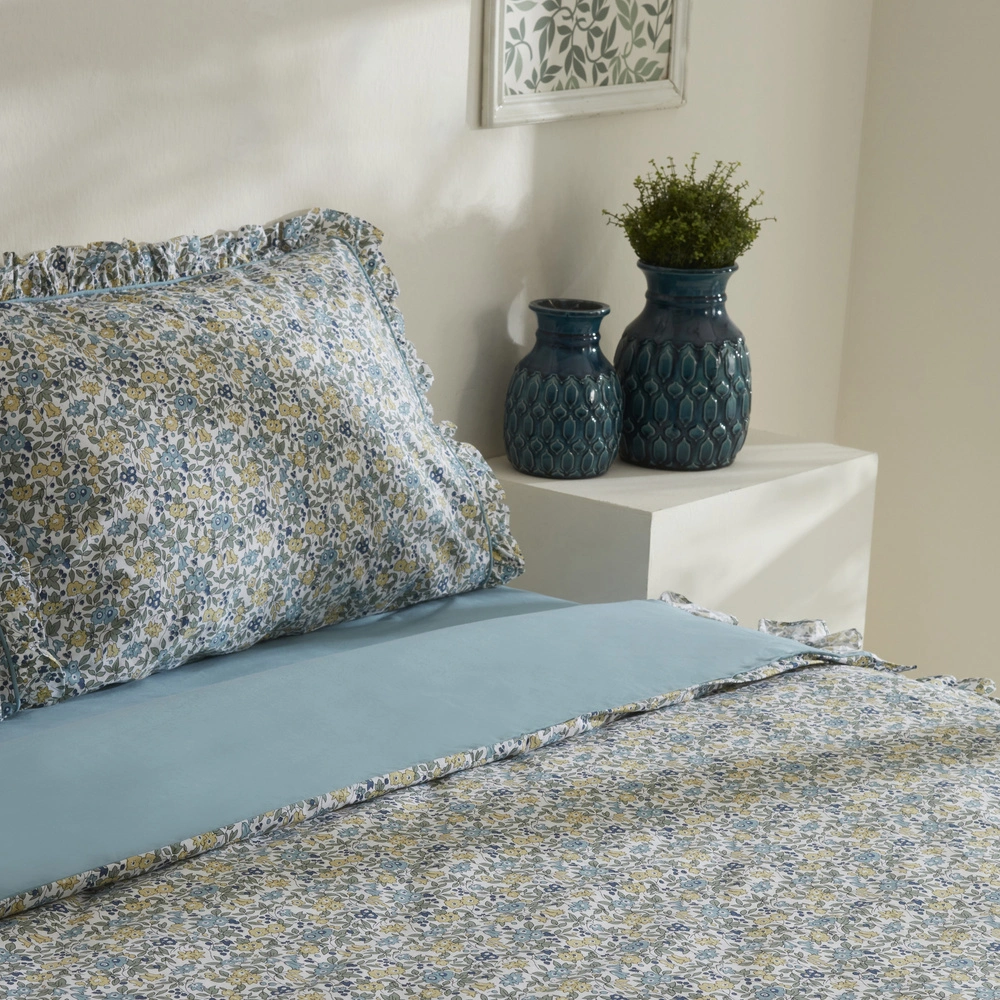 Karaca Home Minay 52 tel %100 Pamuk Çift Kişilik Nevresim Takımı Mavi görseli 6