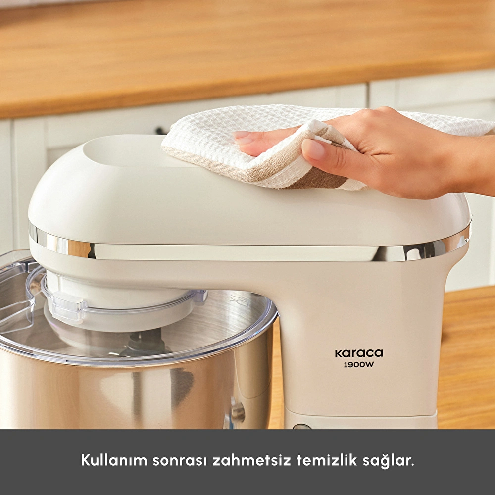 Karaca Chefcrafter Hamur Yoğurma Makinesi  Porcelain White 1900W 7L görseli 9