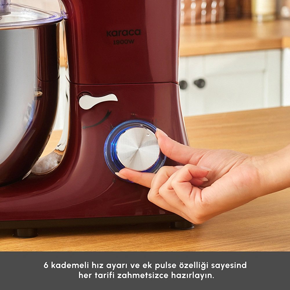 Karaca Chefcrafter Hamur Yoğurma Makinesi Red 1900W 7L görseli 6