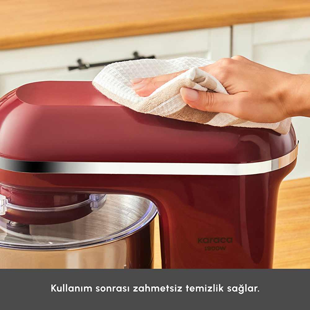 Karaca Chefcrafter Hamur Yoğurma Makinesi Red 1900W 7L görseli 9