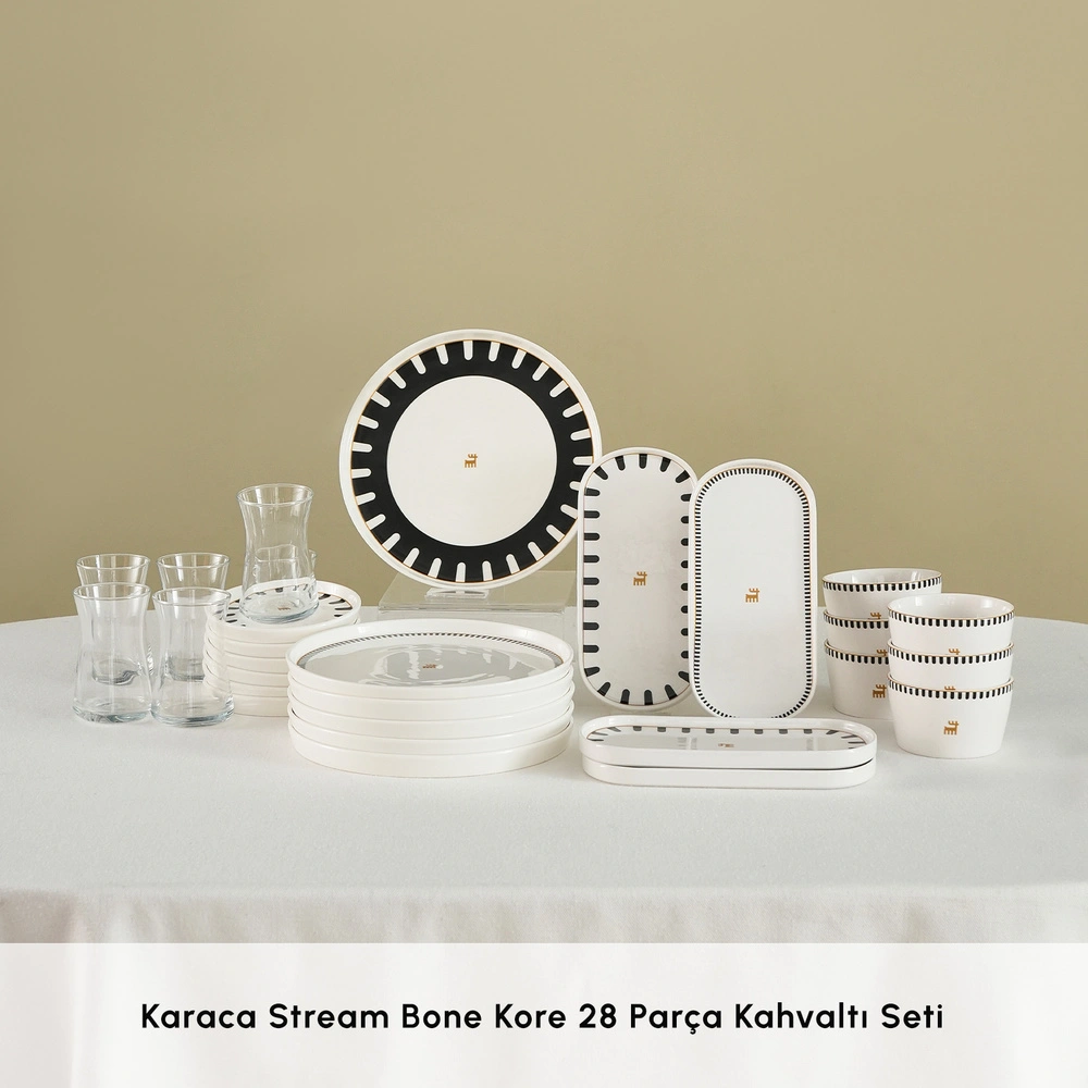 Karaca Stream Bone Kore 28 Parça 6 Kişilik Kahvaltı Takımı görseli 3