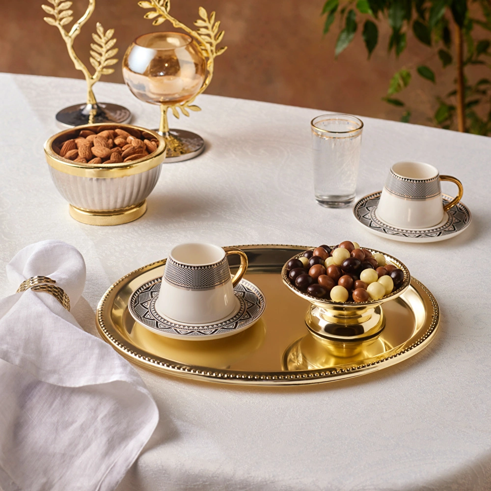 Karaca Home Fiora Kahve İkram ve Sunum Tepsisi Gold görseli 3