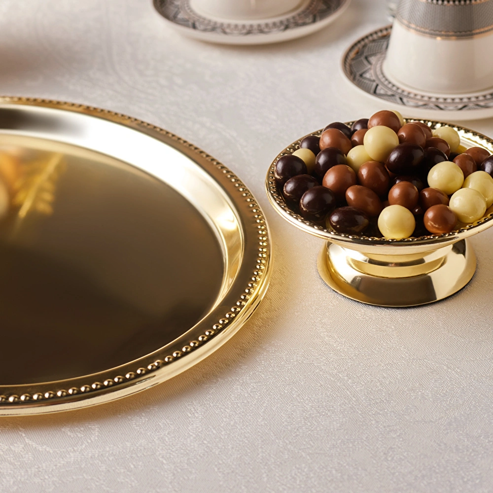 Karaca Home Fiora Kahve İkram ve Sunum Tepsisi Gold görseli 4