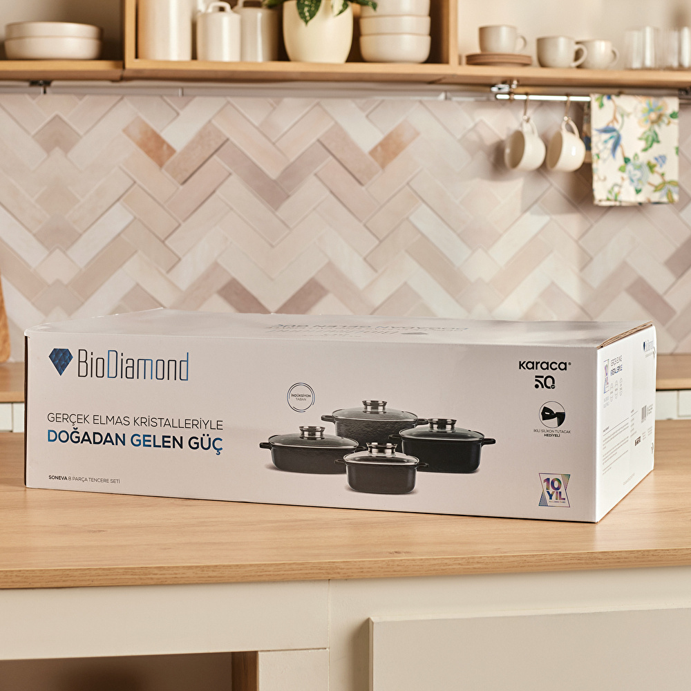 Karaca Biodiamond Soneva İndüksiyon Tabanlı 8 Parça Döküm Tencere Seti Siyah thumbnail 8