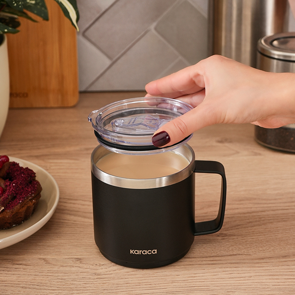 Karaca Thermal Çift Katmanlı Çelik Mug 420 ml Siyah görseli 3