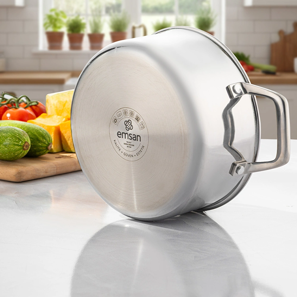 Emsan Pro Tri Ply Derin Tencere Çelik 20 cm görseli 5