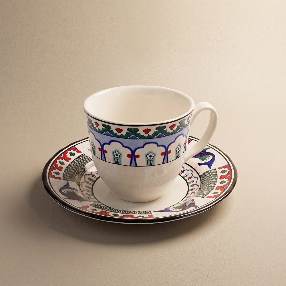 Karaca x Ömür Akkor İznik Çini Çay Fincanı ve Tabağı 200 ml görseli 2