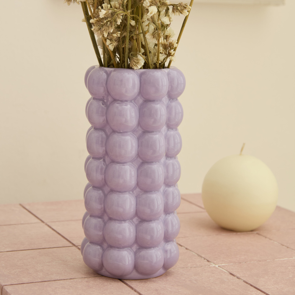 Karaca Home Rocco Silindir Vazo Lila 9,3 x 9,3 x 18 cm görseli 2