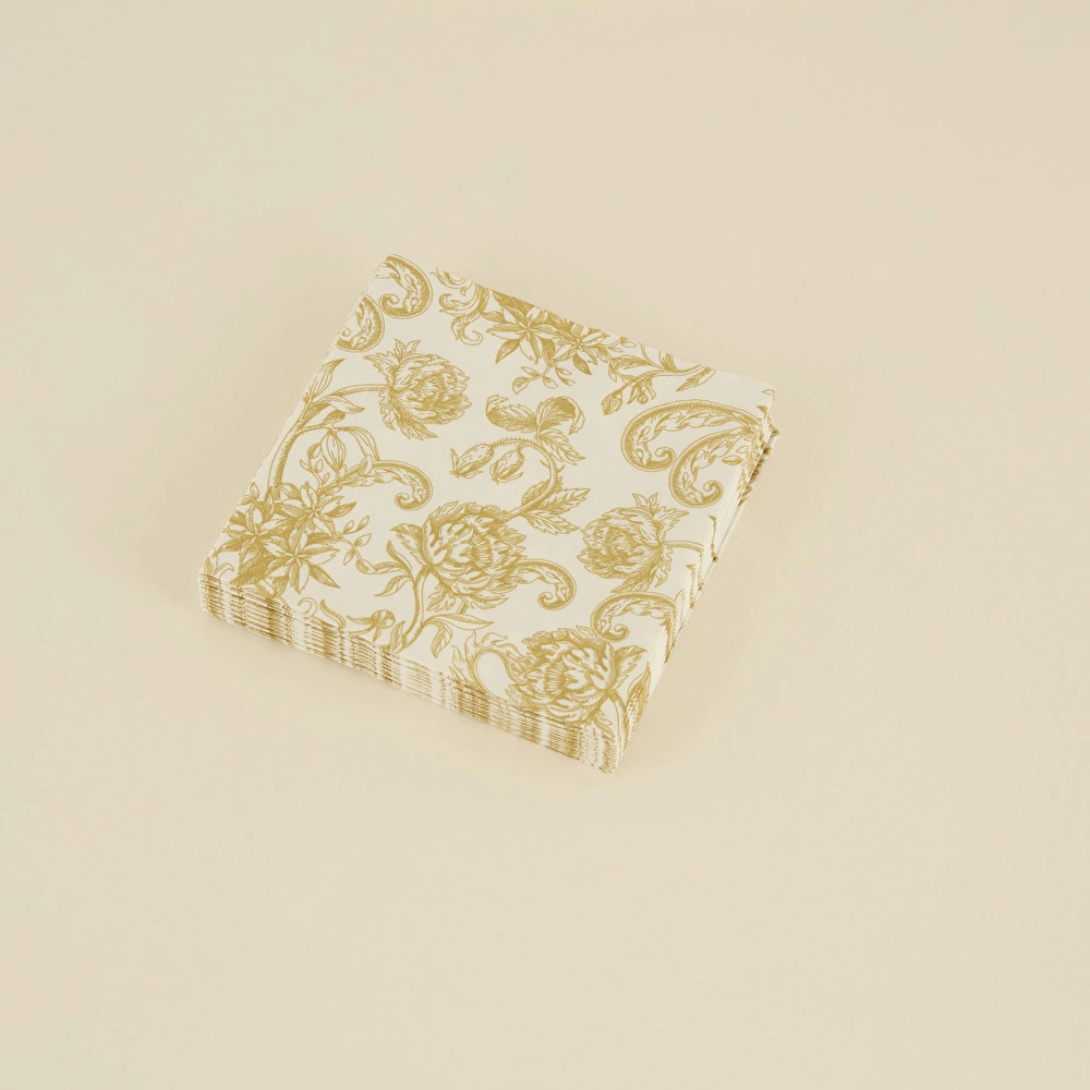 Karaca Home Bellis 20'li Motifli Kağıt Peçete 33X33 cm Gold görseli 2