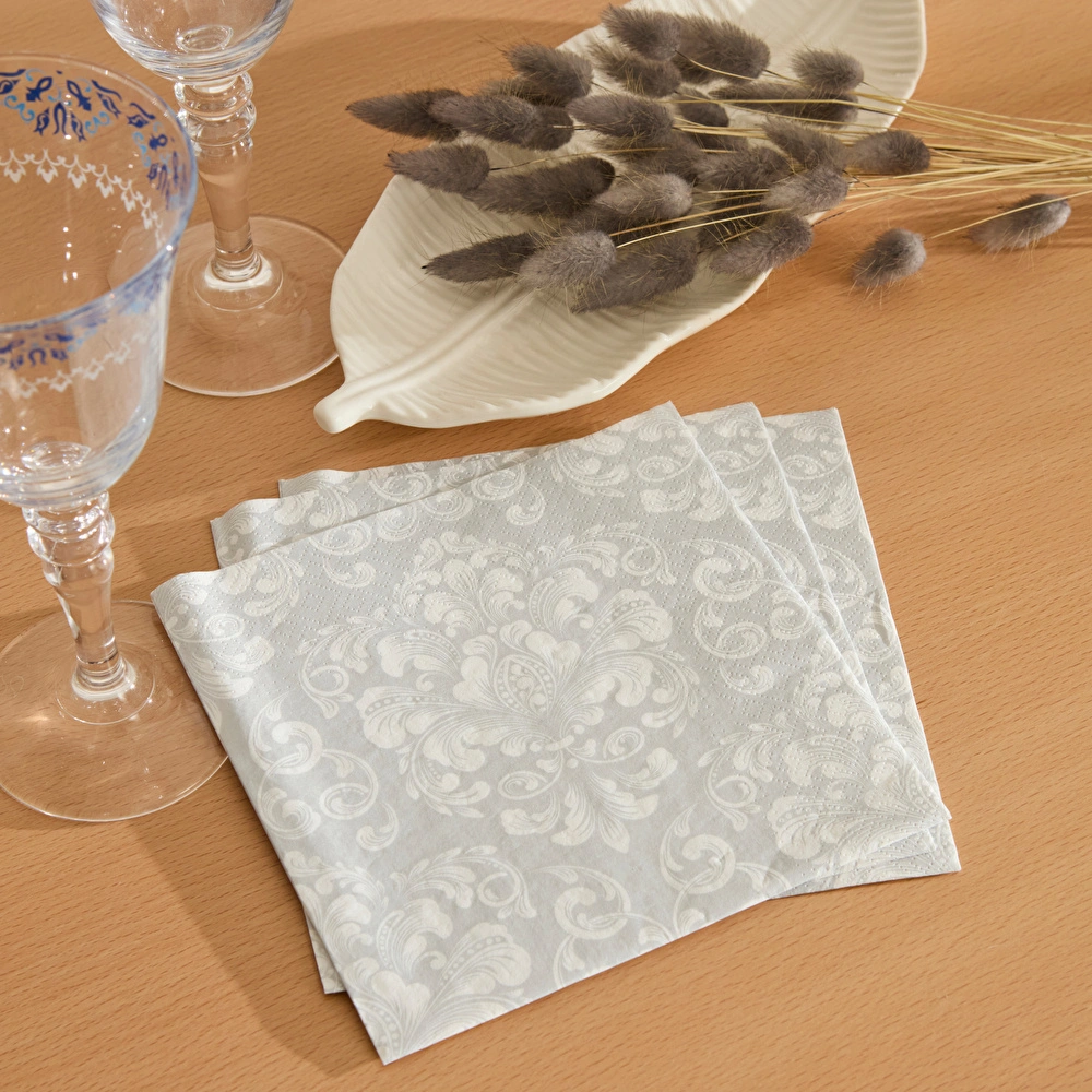 Karaca Home Bellis 20li Motifli Kağıt Peçete 33x33 Cm Silver görseli 1