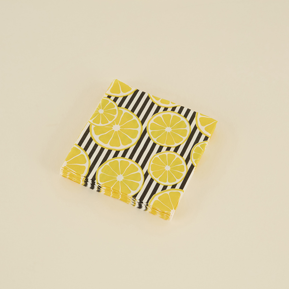 Karaca Home Bellis Limon 20li Desenli Kağıt Peçete 33x33 Cm Siyah Beyaz görseli 2