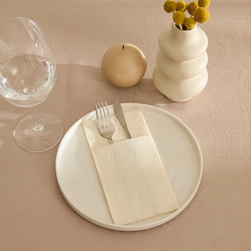 Karaca Home Basic 16lı Cepli Kağıt Peçete 40X40 cm Ekru görseli 1