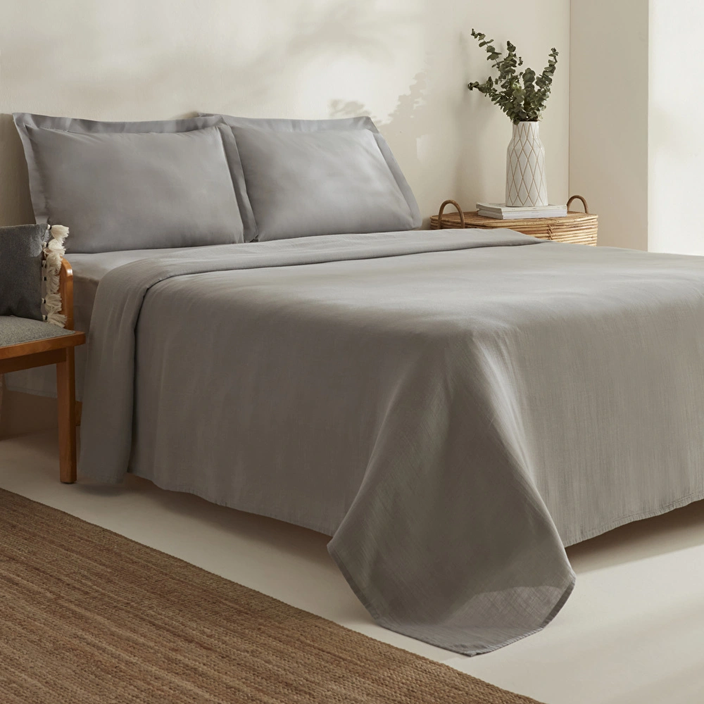 Karaca Home Farel Müslin Çift Kişilik Pike Açık Gri görseli 8