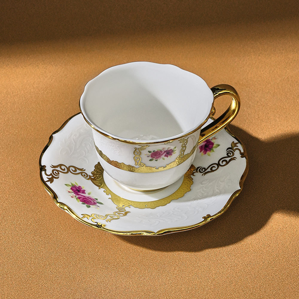 Karaca Royal Bone Elizabeth 6 Kişilik Kahve Fincan Takımı 90 Ml thumbnail 5