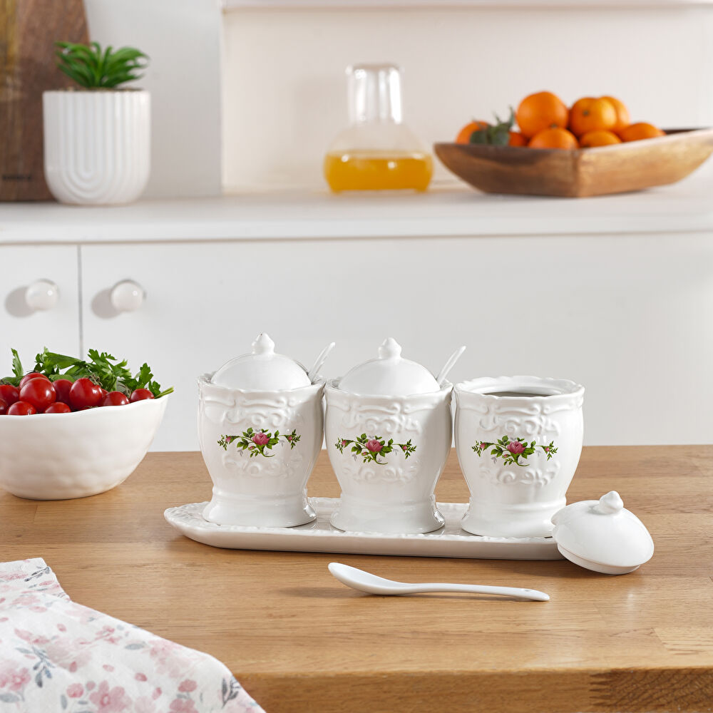 Karaca Antik 3'lü Kaşıklı ve Tepsili Baharat Takımı