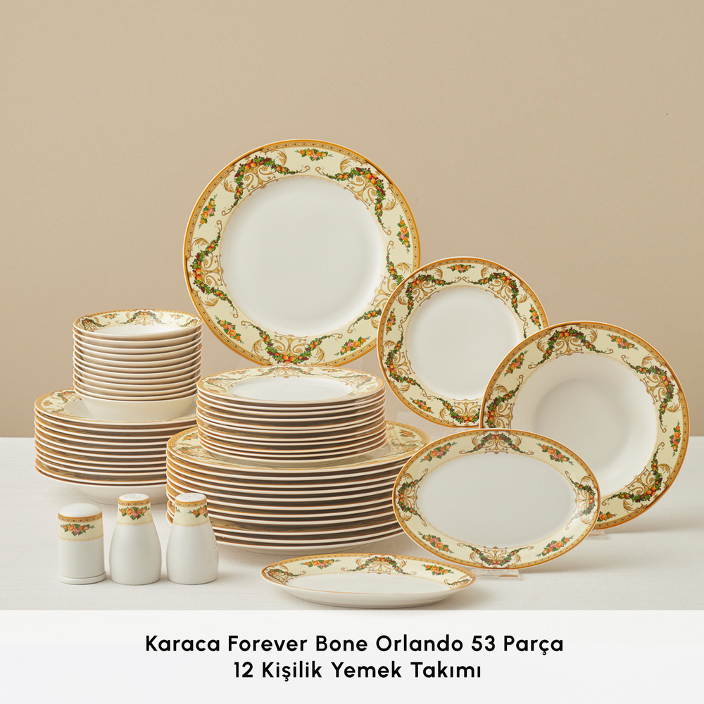 Karaca Forever Bone Orlando 53 Parça 12 Kişilik Yemek Takımı görseli 3