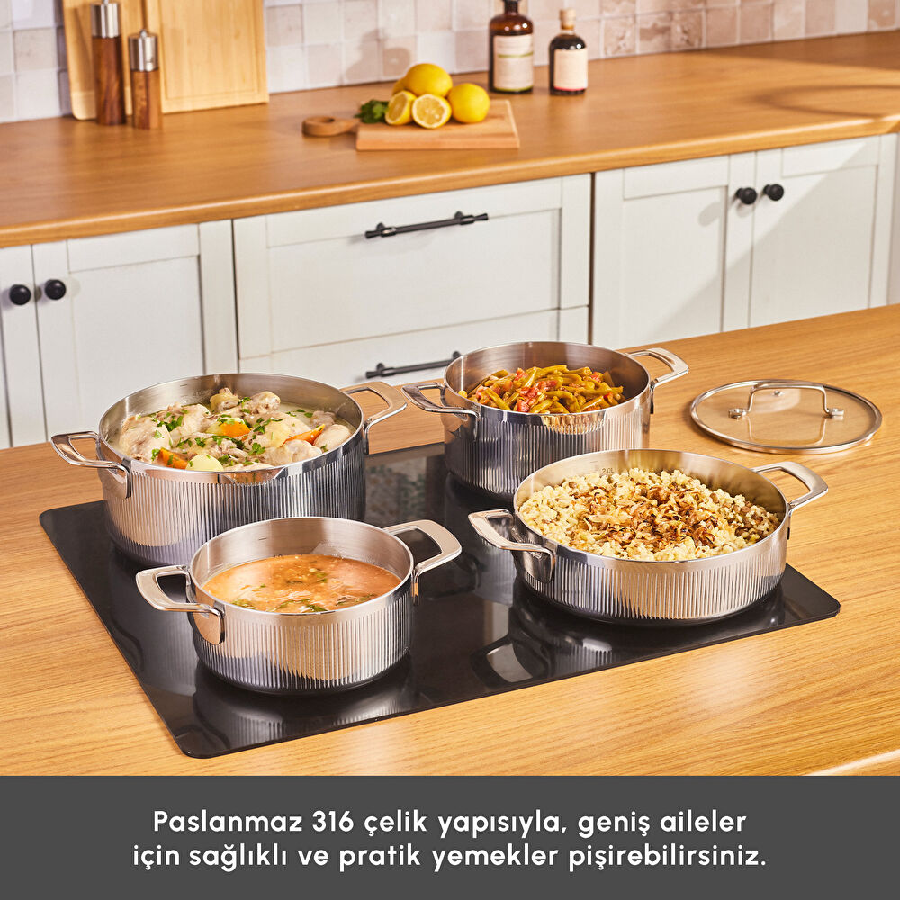 Karaca Power Steel 316+ 3Ply Apollo İndüksiyon Tabanlı 8 Parça Çelik Tencere Seti thumbnail 8