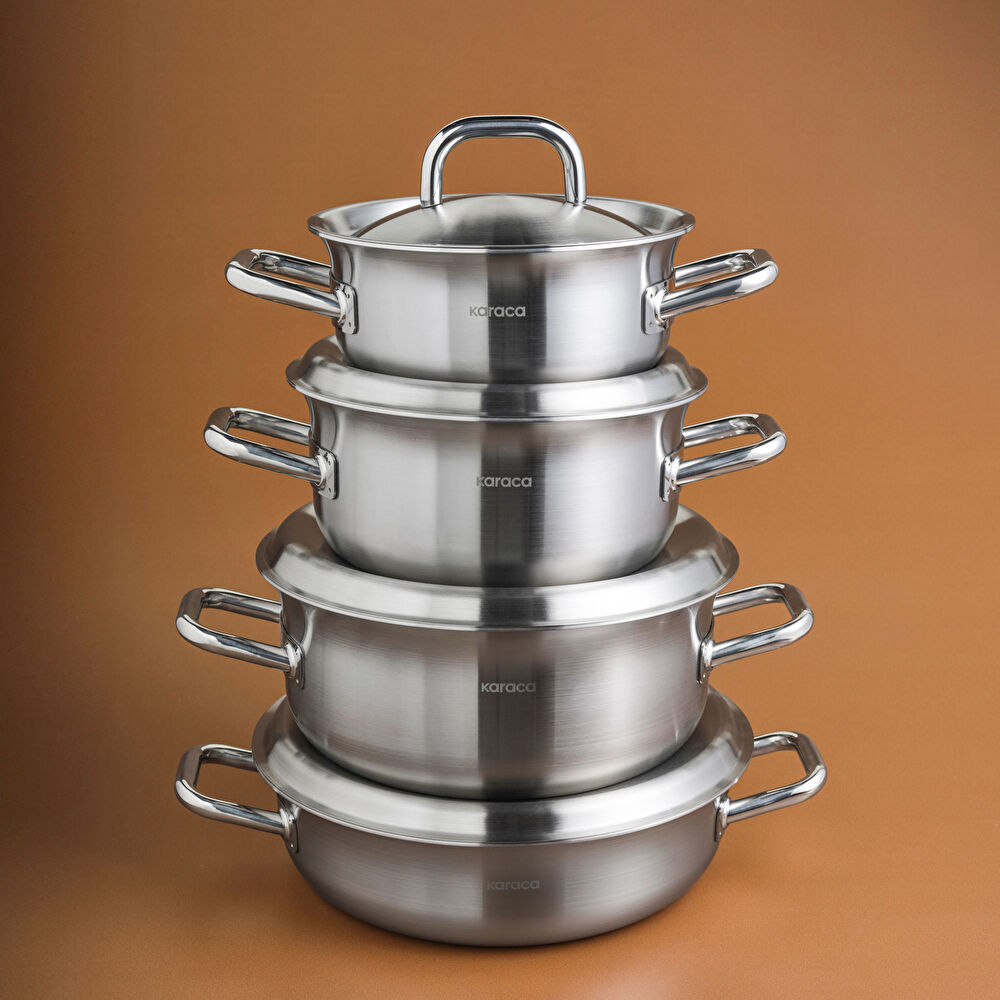 Karaca Power Steel 316+ 3Ply Spirit İndüksiyon Tabanlı 8 Parça Çelik Tencere Seti