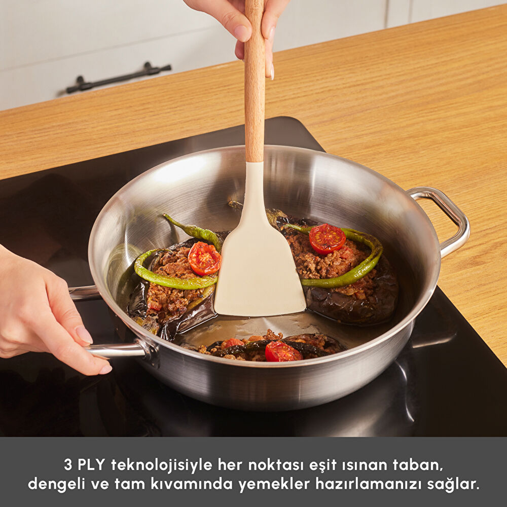 Karaca Power Steel 316+ 3Ply Spirit İndüksiyon Tabanlı 8 Parça Çelik Tencere Seti thumbnail 4