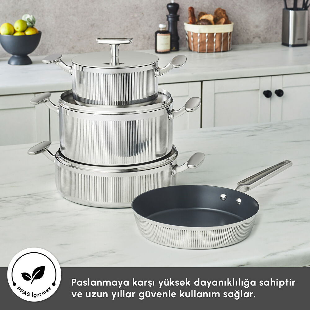 Karaca Plasma Steel 316+ 3Ply Apollo 7 Parça Tencere ve Tava Seti thumbnail 5
