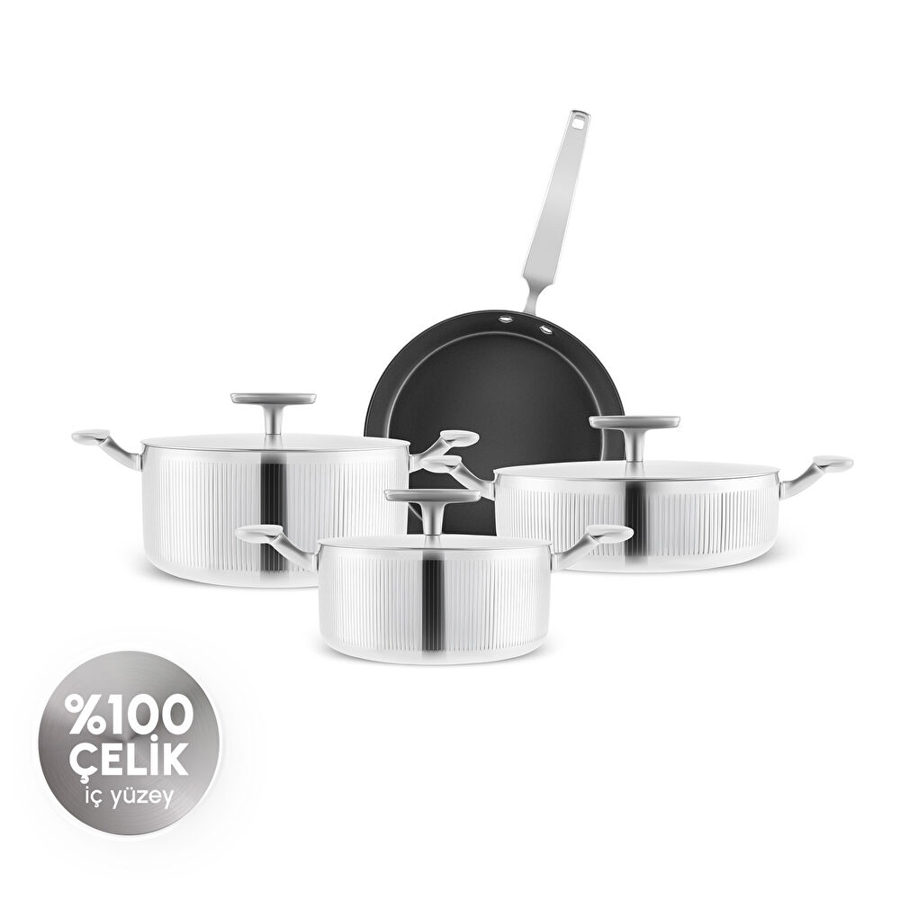 Karaca Plasma Steel 316+ 3Ply Apollo 7 Parça Tencere ve Tava Seti