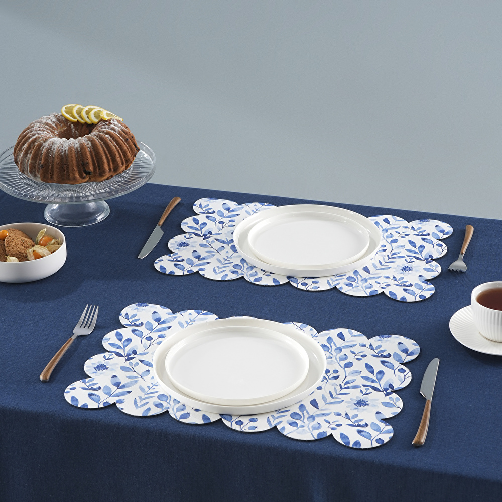 Karaca Home Petra Patterned Amerikan Servisi 2'li Set Mavi Beyaz görseli 1