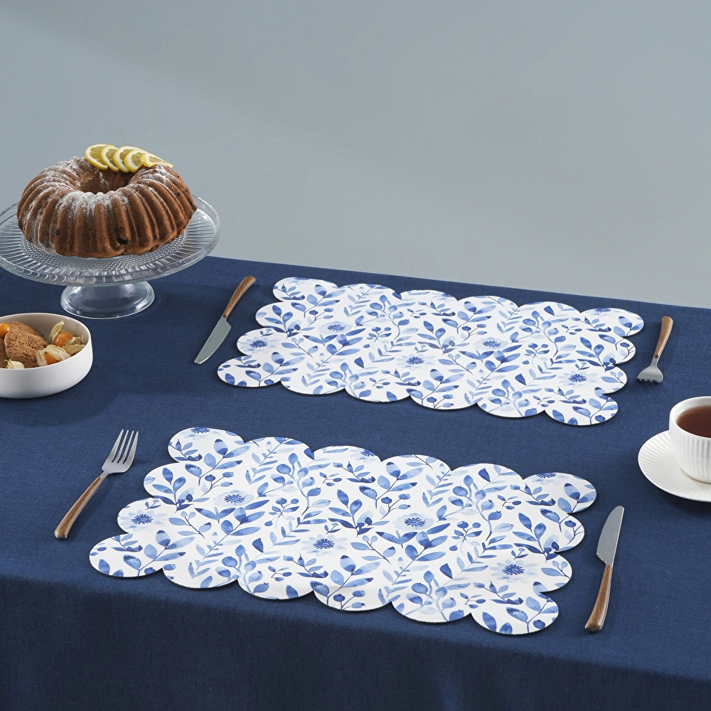 Karaca Home Petra Patterned Amerikan Servisi 2'li Set Mavi Beyaz görseli 2