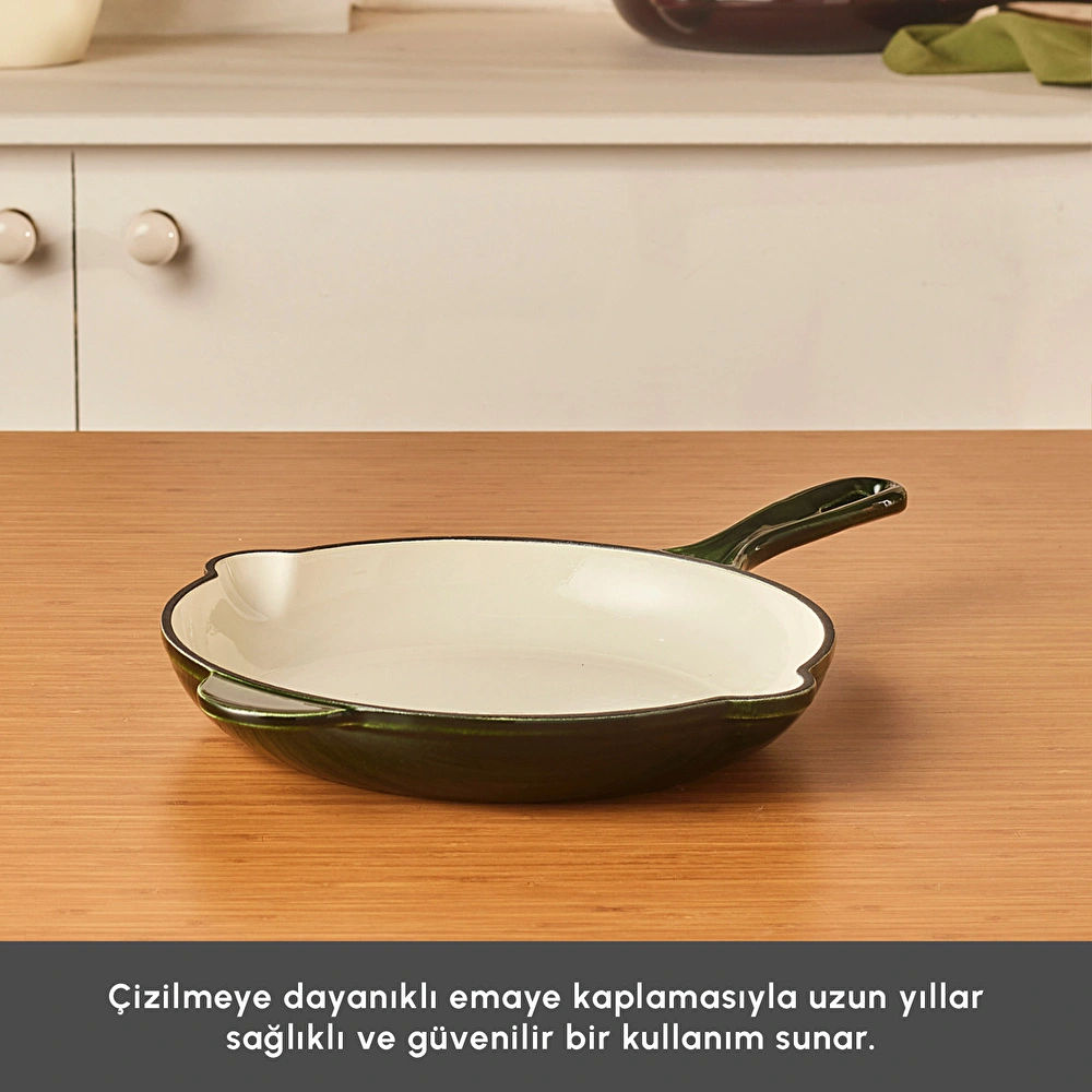 Karaca Heritage Demir Döküm Emayeli Tava Yeşil 26 cm görseli 3