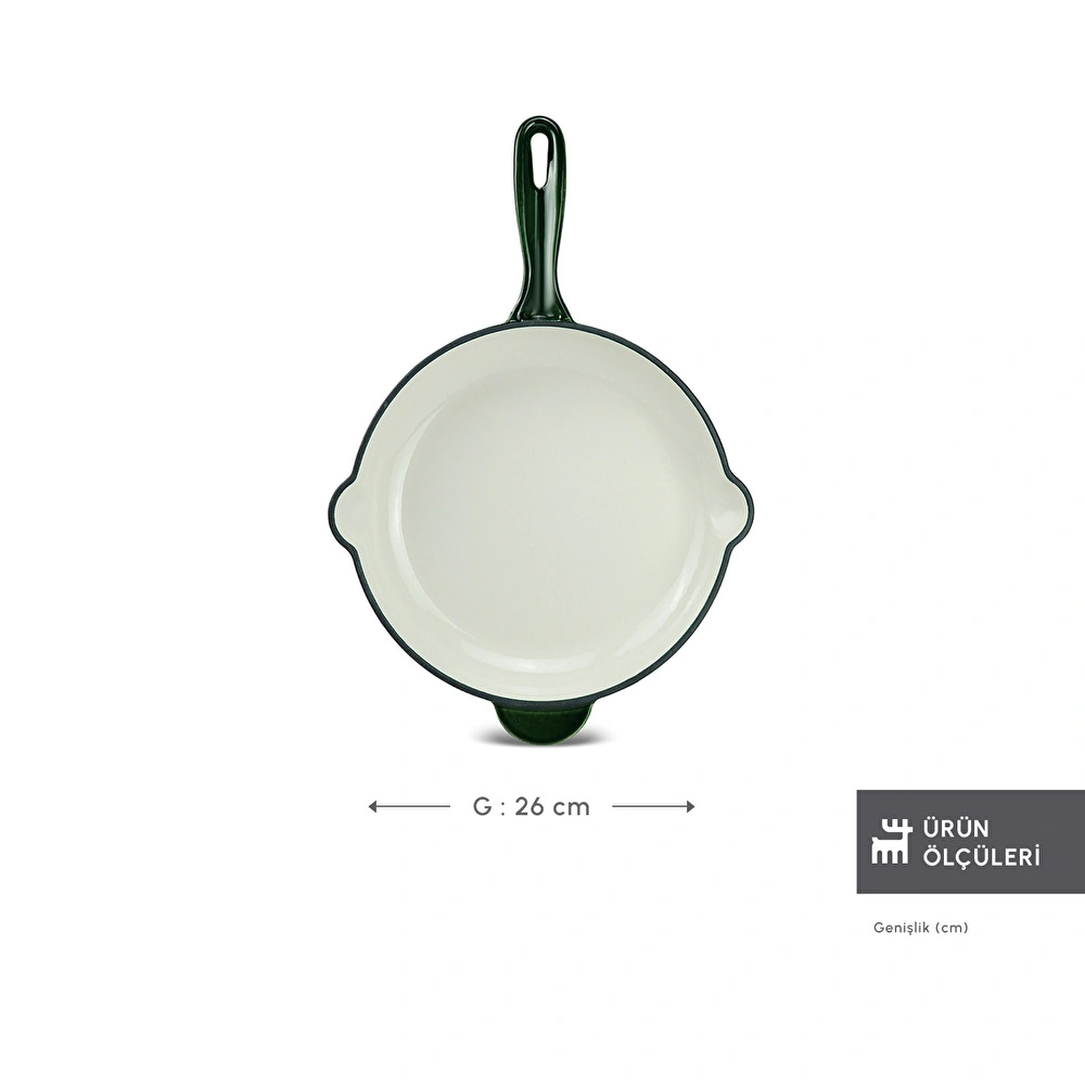 Karaca Heritage Demir Döküm Emayeli Tava Yeşil 26 cm görseli 2