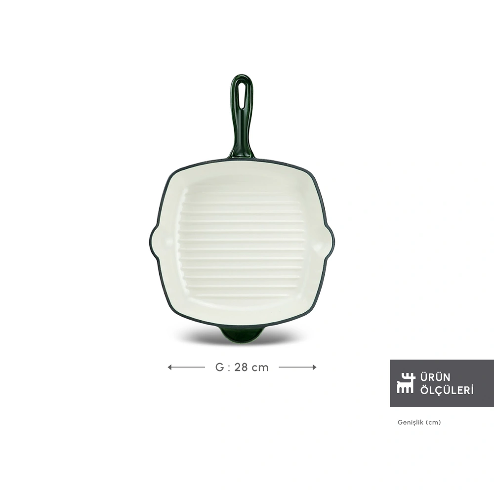 Karaca Heritage Demir Döküm Emayeli Grill Tava Yeşil 26 cm görseli 2