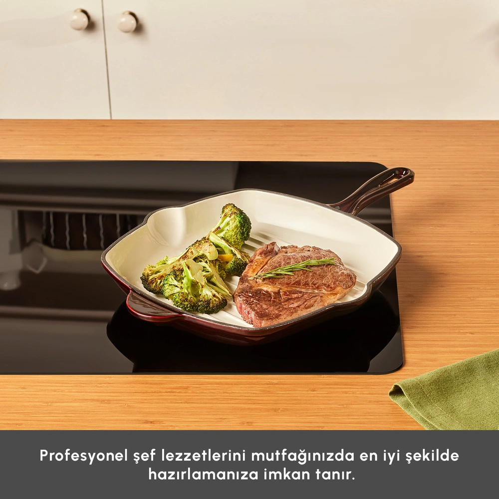 Karaca Heritage Demir Döküm Emayeli Grill Tava 26 cm Kırmızı görseli 5