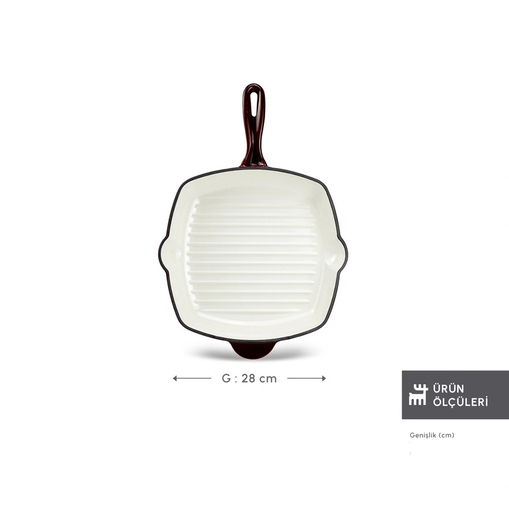 Karaca Heritage Demir Döküm Emayeli Grill Tava 26 cm Kırmızı görseli 2