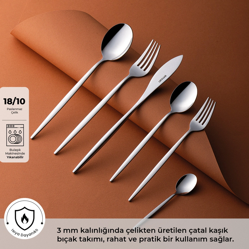 Emsan Hera 72 Parça 12 Kişilik Çatal Kaşık Bıçak Takımı Lüks Kutulu  görseli 1