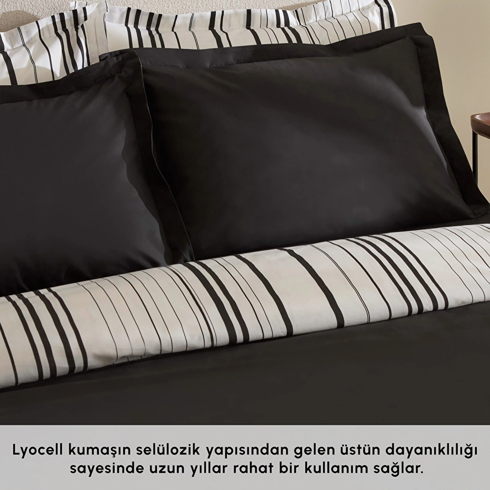 Karaca Home Cool Stripe Çift Kişilik Nevresim Takımı Siyah görseli 3