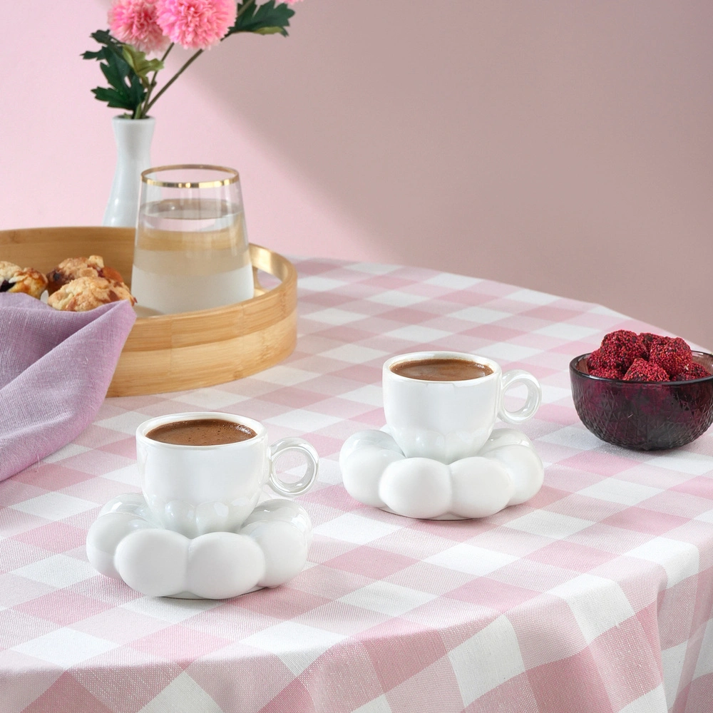 Karaca Bubble Beyaz Lüsterli 2 Kişilik Kahve Fincanı görseli 2