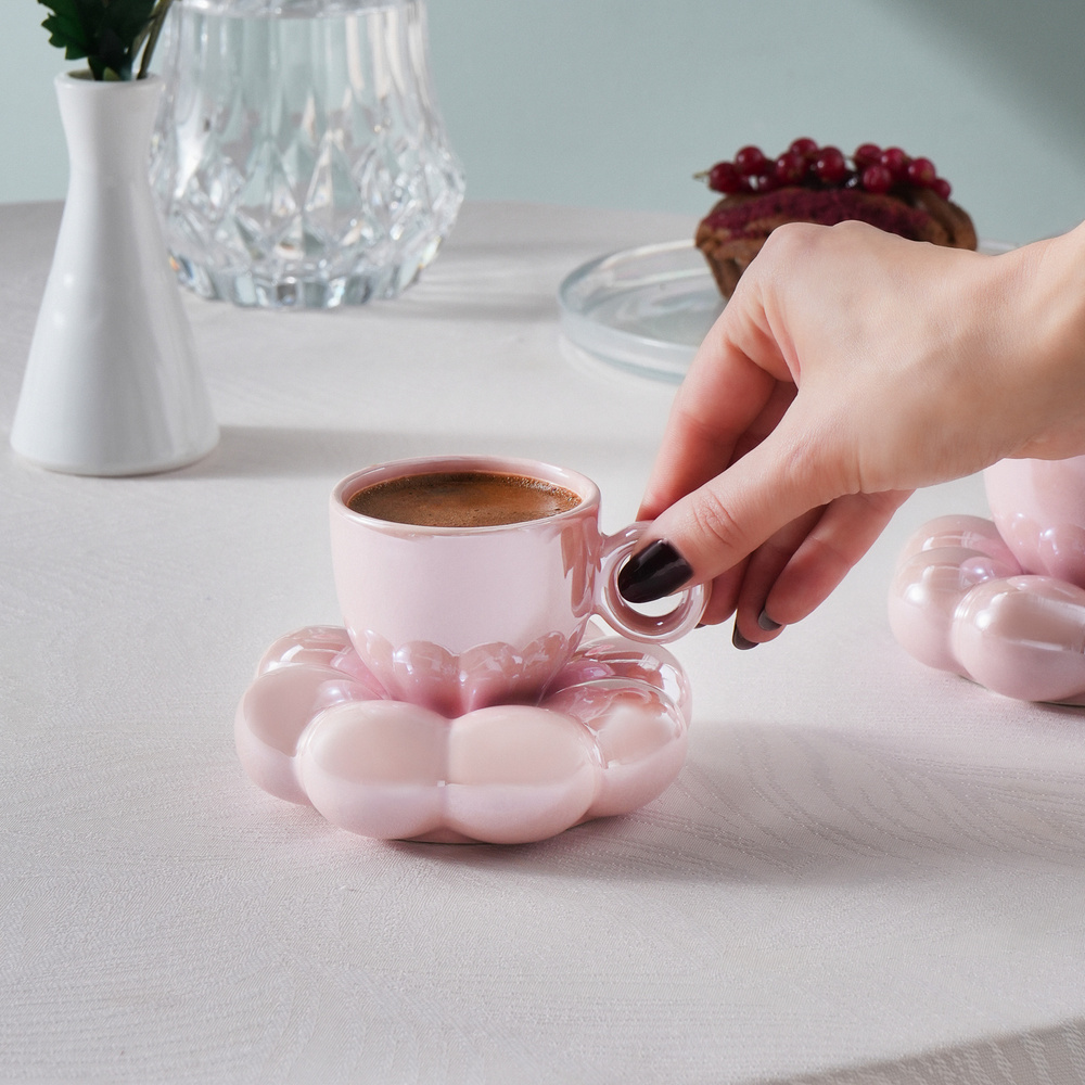 Karaca Bubble Pembe Lüsterli 2 Kişilik Kahve Fincanı 90 ml görseli 4