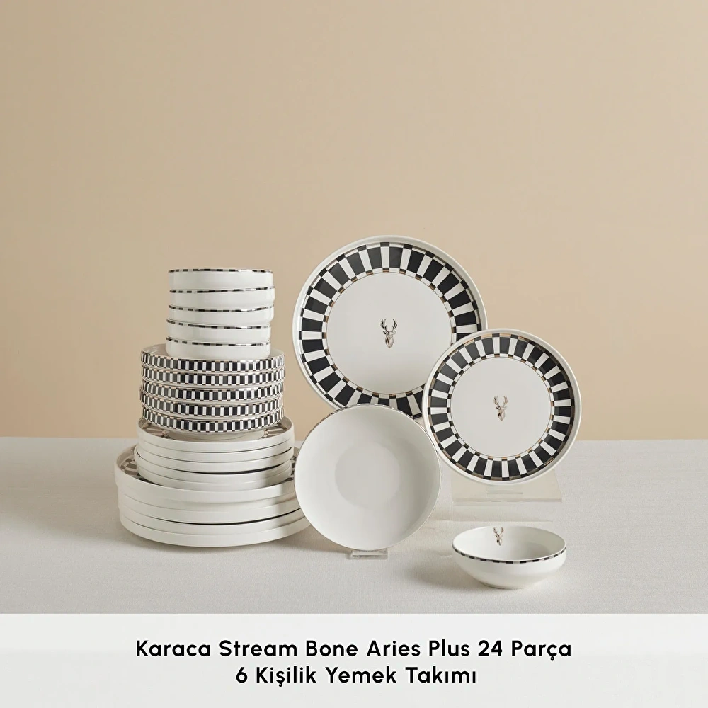 Karaca Stream Bone Aries Plus 24 Parça 6 Kişilik Yemek Takımı görseli 4