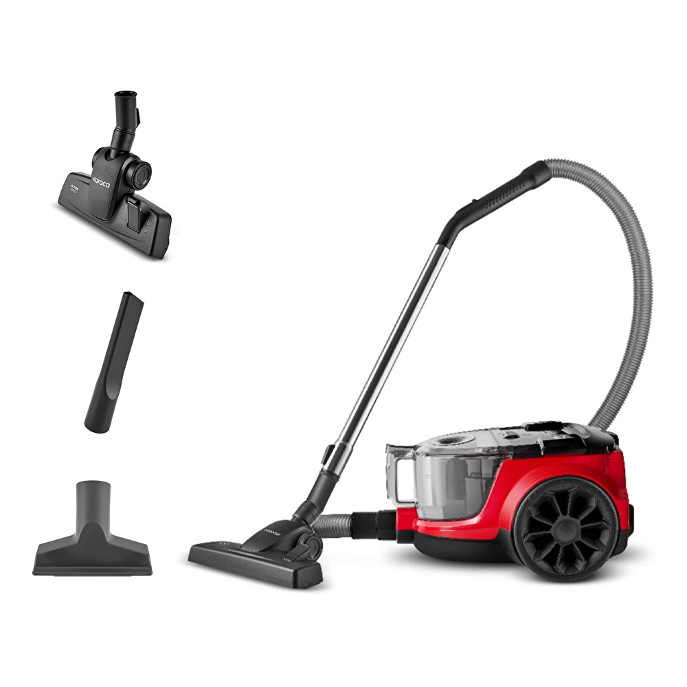 Karaca Vantuz Action Force X10 2 Lt Toz Torbasız Hazneli Elektrikli Süpürge Cherry Red 899 W görseli 3