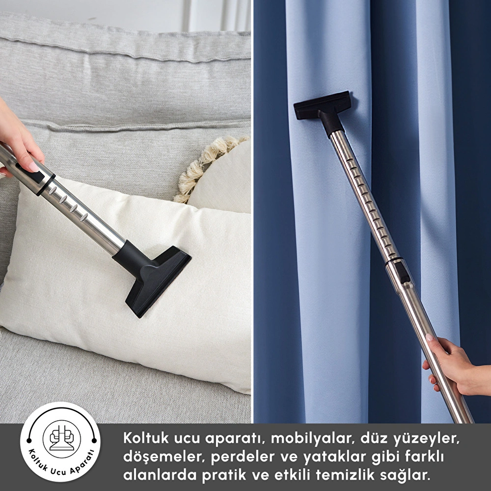 Karaca Vantuz Action Force X10 2 Lt Toz Torbasız Hazneli Elektrikli Süpürge Royal Purple 899 W görseli 17