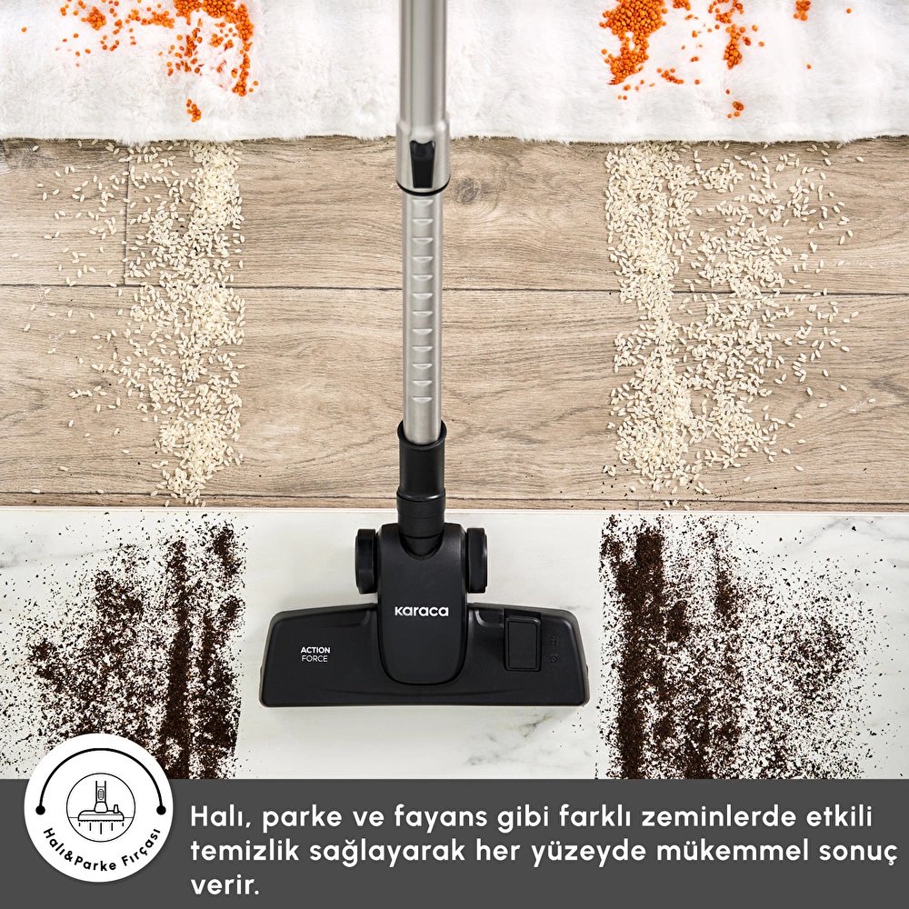 Karaca Vantuz Action Force X10 2 Lt Toz Torbasız Hazneli Elektrikli Süpürge Royal Purple 899 W görseli 7