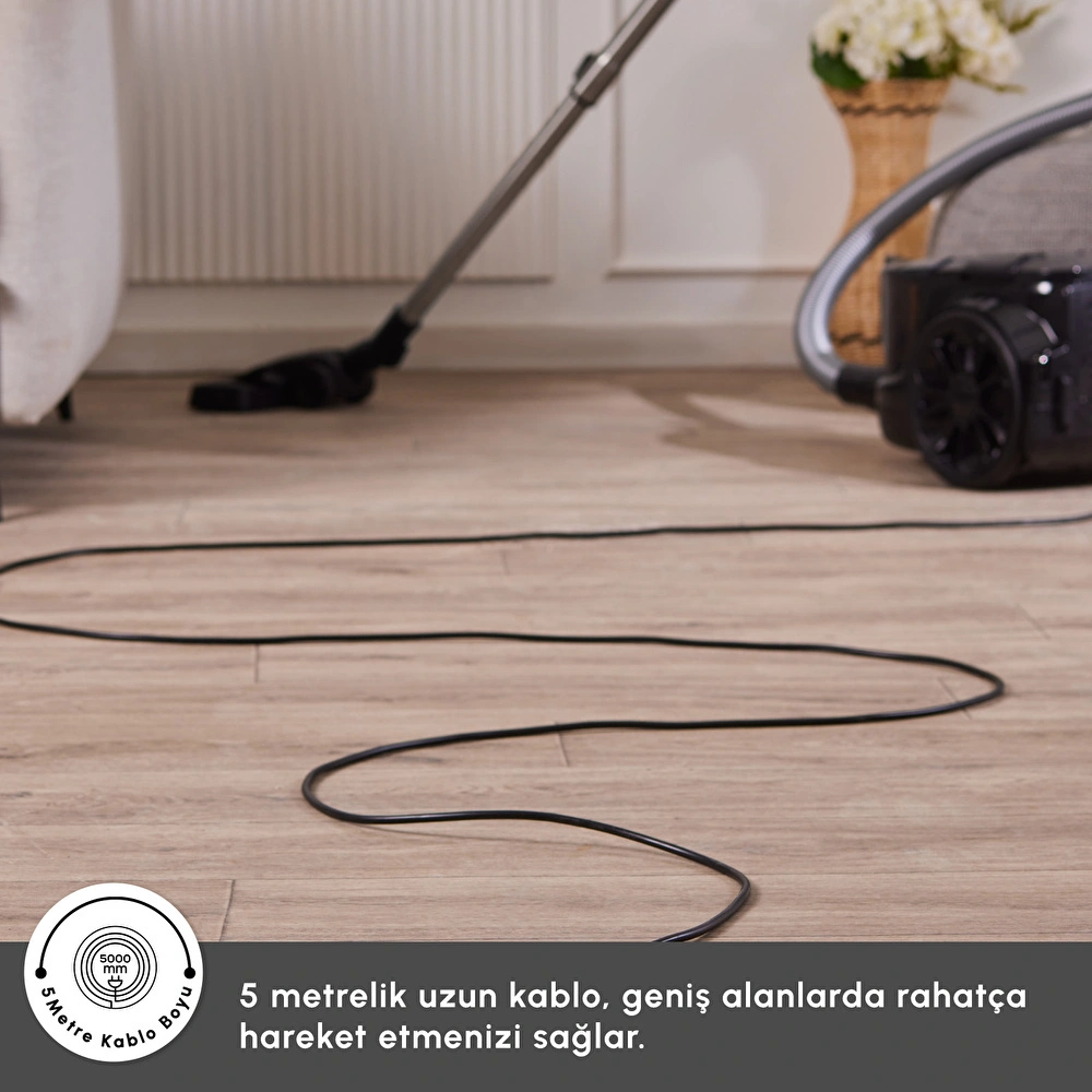 Karaca Vantuz Action Force X10 2 Lt Toz Torbasız Hazneli Elektrikli Süpürge Royal Purple 899 W görseli 10