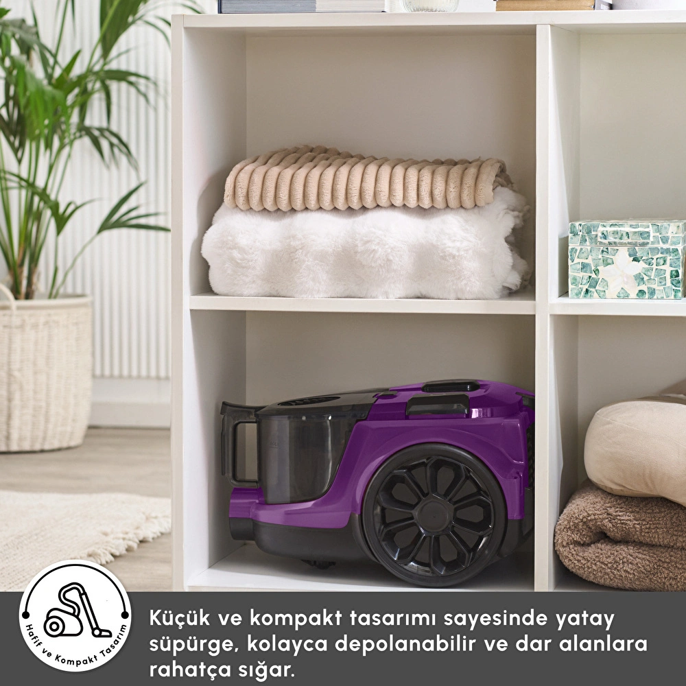Karaca Vantuz Action Force X10 2 Lt Toz Torbasız Hazneli Elektrikli Süpürge Royal Purple 899 W görseli 11
