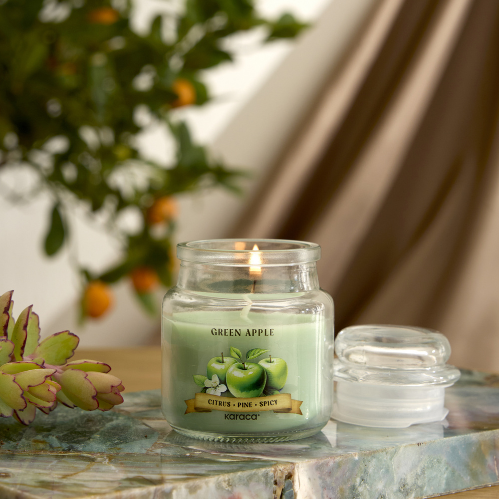 Karaca Home Terapi Yeşil Elma Kokulu Mum 65 gr görseli 1