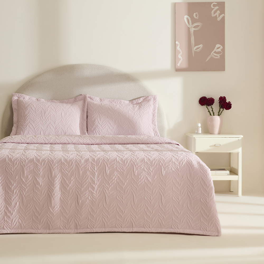 Karaca Home Hollie Çift Kişilik Yatak Örtüsü Pudra görseli 3