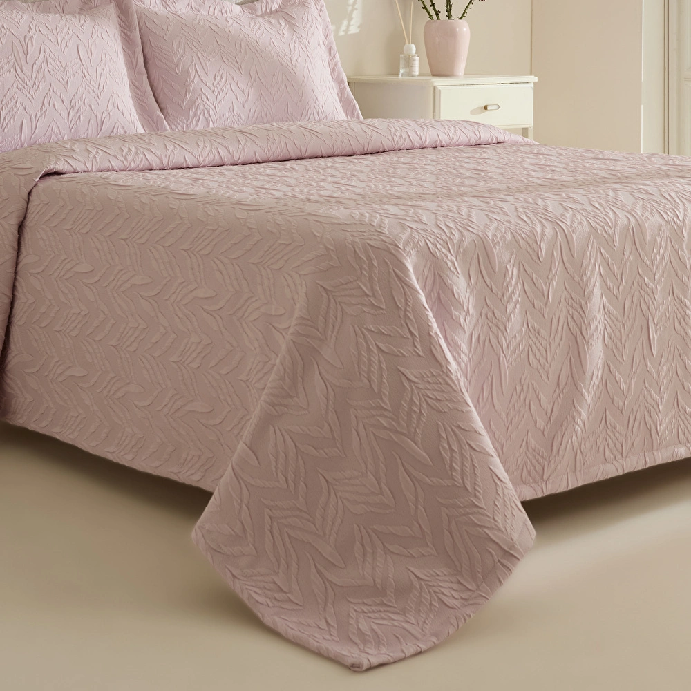Karaca Home Hollie Çift Kişilik Yatak Örtüsü Pudra görseli 6