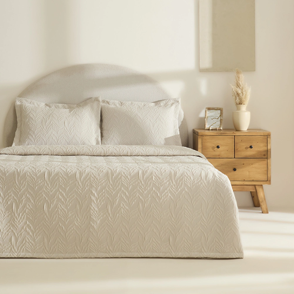 Karaca Home Hollie Çift Kişilik Yatak Örtüsü Taş görseli 7
