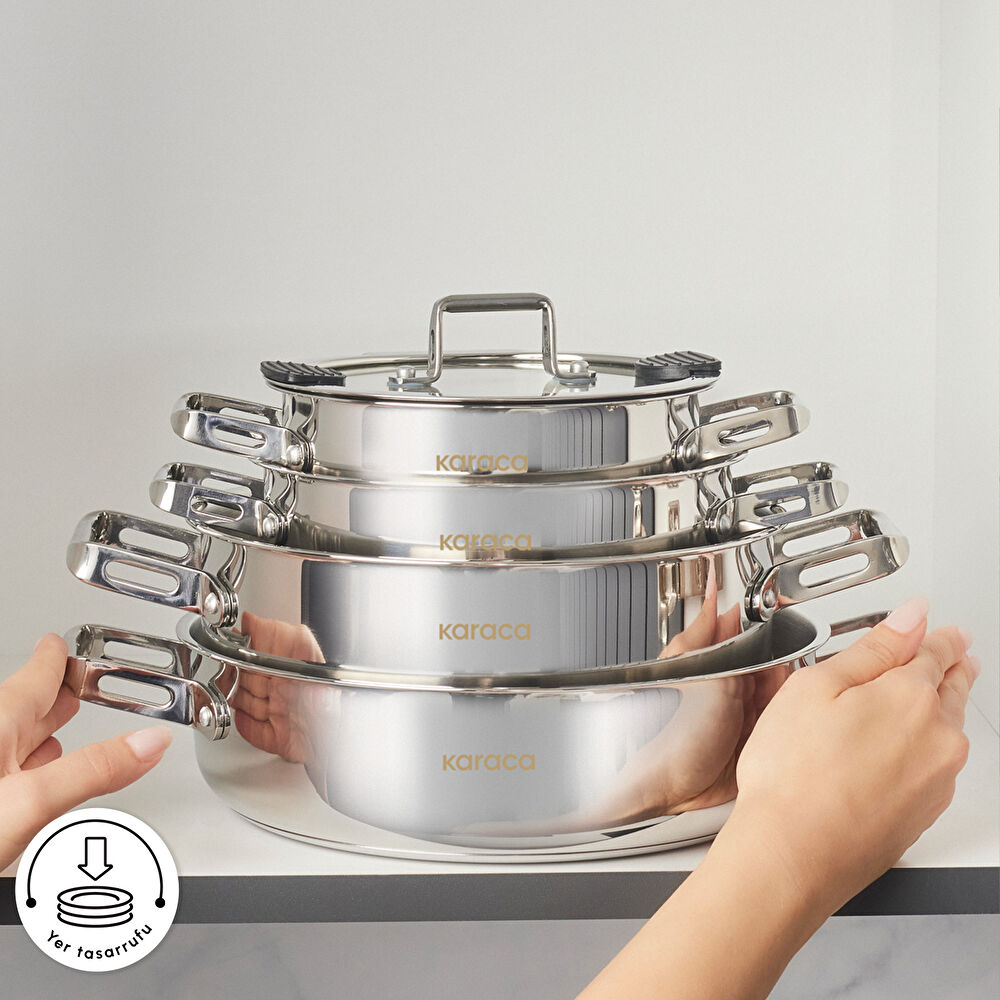 Karaca Montreal İndüksiyon Tabanlı 8 Parça Çelik Tencere Seti thumbnail 8